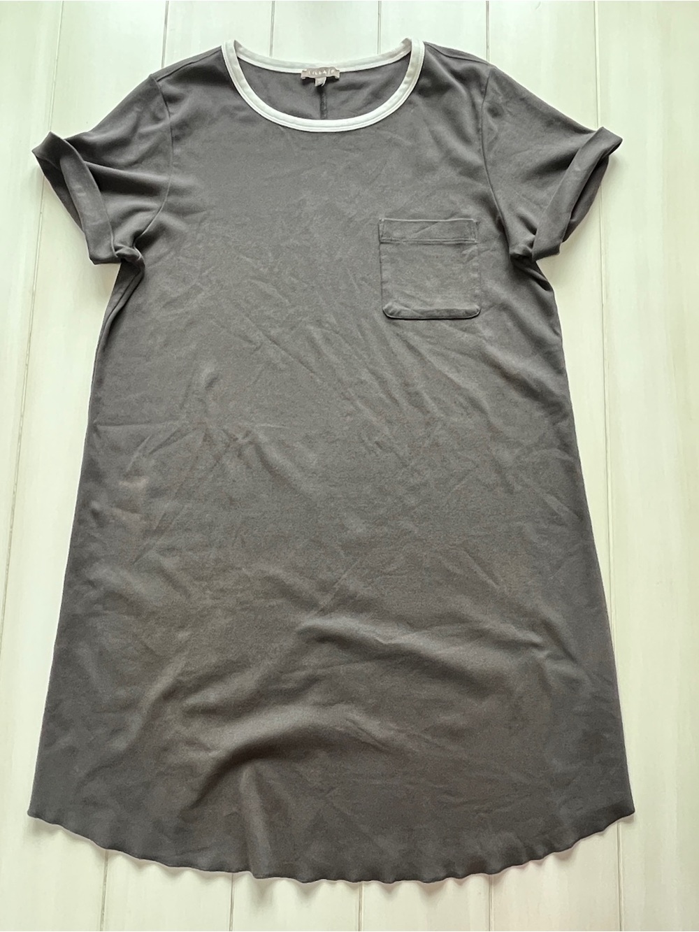 Lilla P Soft Knit T-Shirt Dress – XL – light brown with White Trim Casual